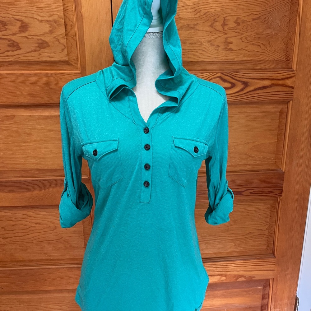 Marmot Blue 3/4 Sleeve Polo Hoodie